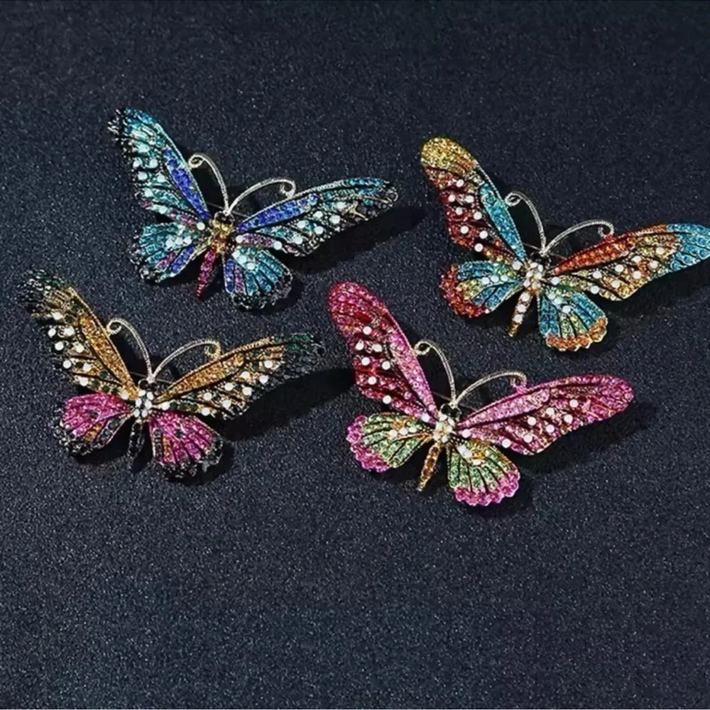 Butterfly Green Crystal Brooch